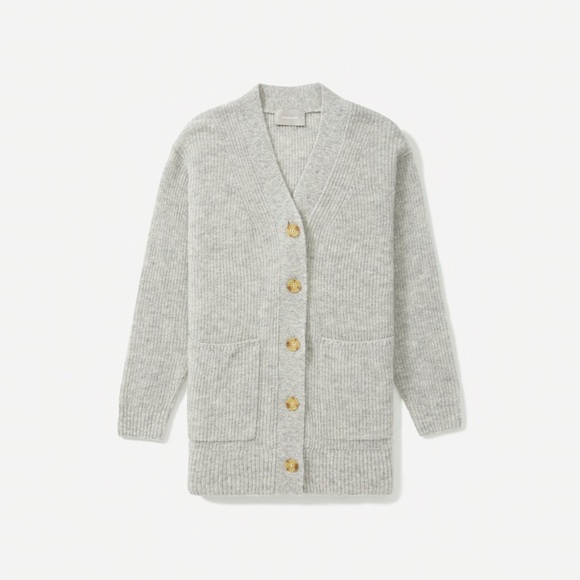 Everlane Oversized Alpaca Cardigan XXS Light Grey - Picture 2 of 5